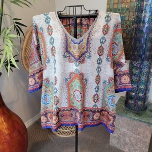 EUC Johnny Was Silk top